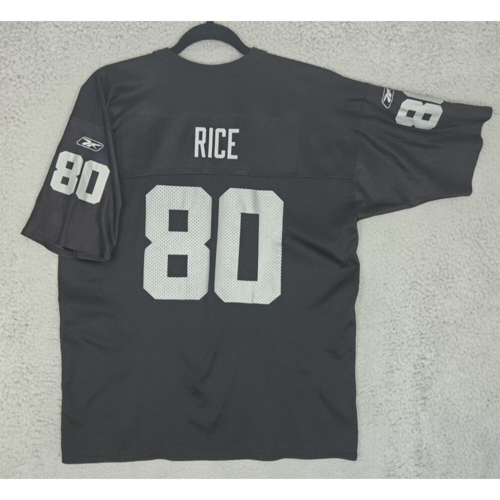 Vintage Reebok Jerry Rice #80 Oakland Raiders Youth Boys XL 2XL Black Y2K NFL